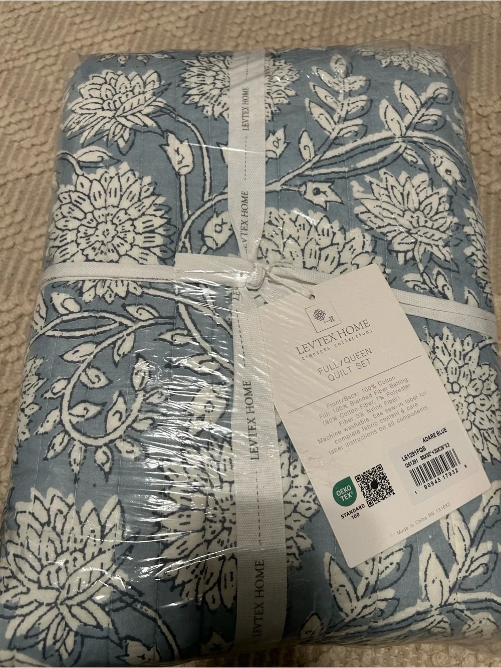 Levtex Home Adare Blue Reversible Full/Queen Quilt Set